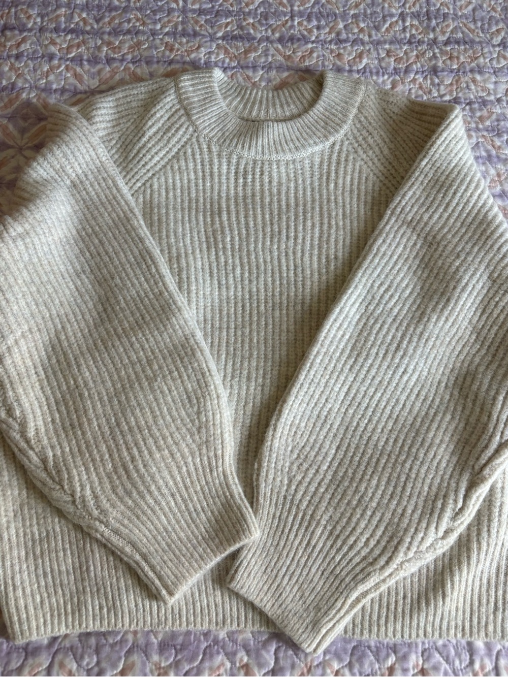 Sonoma Cream Ribbed Crewneck Sweater